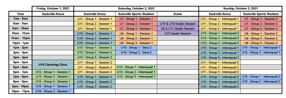 October 2021 Competitive Tryout Schedule